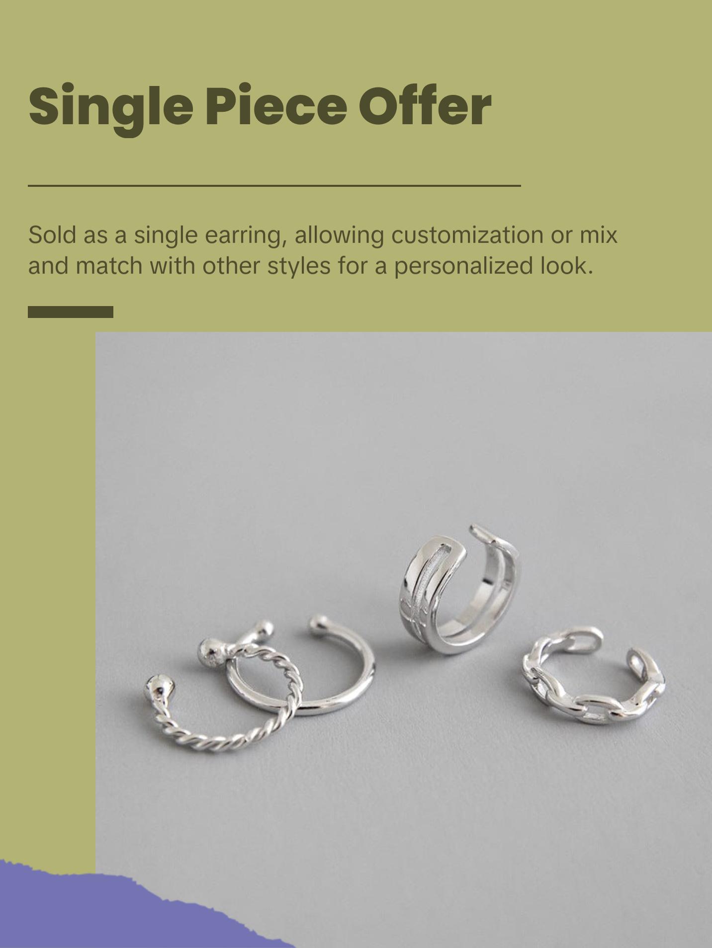 Simple Hollow Chain Twisted 925 Sterling Silver Non-Pierced Earrings(Single)