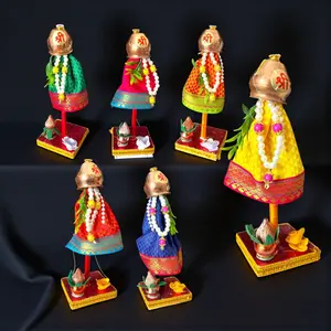 Celebratory Gudi Padwa Set | Decorative Kalash, Elegant Pooja Cloth & Mango Leaf Garland | Sacred Home & Pooja Decor, Wood, Gift