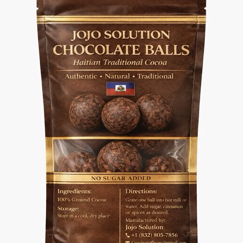 Jojo Solution Haitian Traditional Cocoa Chocolate Balls - Authentic Natural Dessert Snack with No Sugar Added