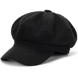 Womens-Newsboy-Octagonal-Beret-Hats Classic 8 Panels Cabbie Gatsby Cap Vintage Fashion French Hats for Girls Teens