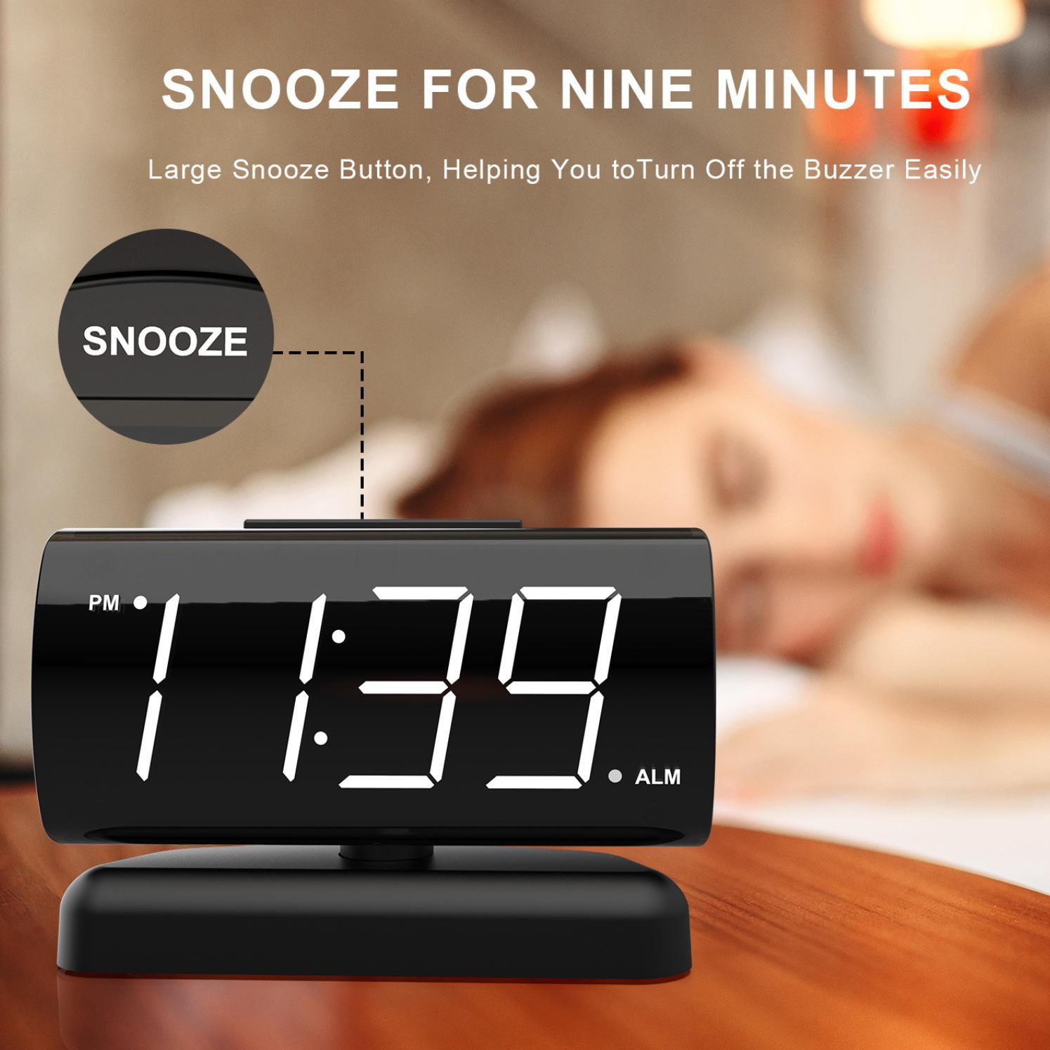Mini Size Mirror LED Clock Simplicity Colorful Alarm Clocks Ultra Portable Travel Bedroom Bedside Clock 12/24H Display 6.3inches Large Display LED Digital Snooze Time Date Temperature Memory 3 Brightness Adjustable USB/Battery Powered Living Office Desk