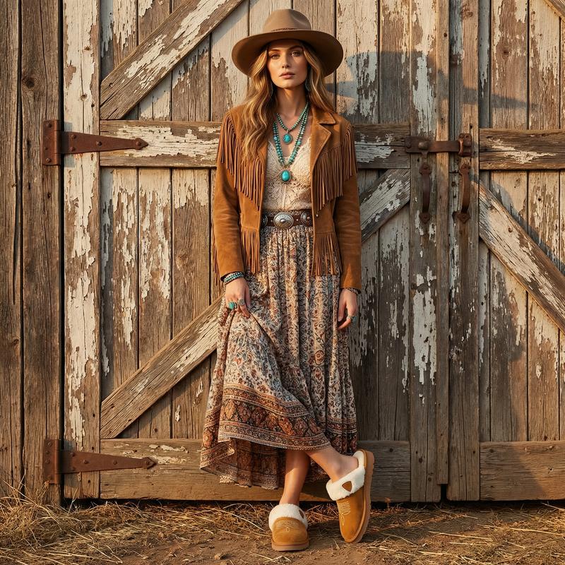 Western Cowgirl Boot-Stitch Women Slippers All-Season Cozy Indoor & Outdoor Wear 【Wide Feet PLS SIZE UP】 Western Cowgirl Boot-Stitch Women Slippers All-Season Cozy Indoor & Outdoor Wear 【Wide Feet PLS SIZE UP】