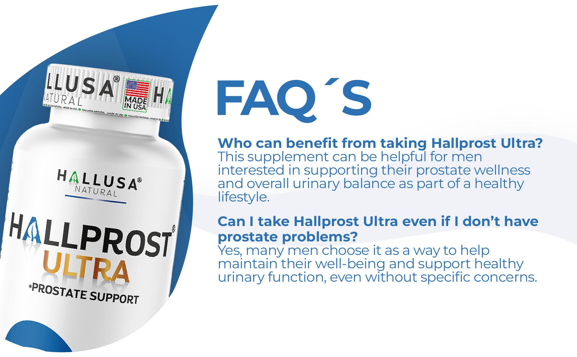 HALLUSA NATURAL HALLPROST ULTRA 60 Capsules Prostate Health Complex with Saw Palmetto & Organic Ingredients Gluten Free Non-GMO Dietary Supplement