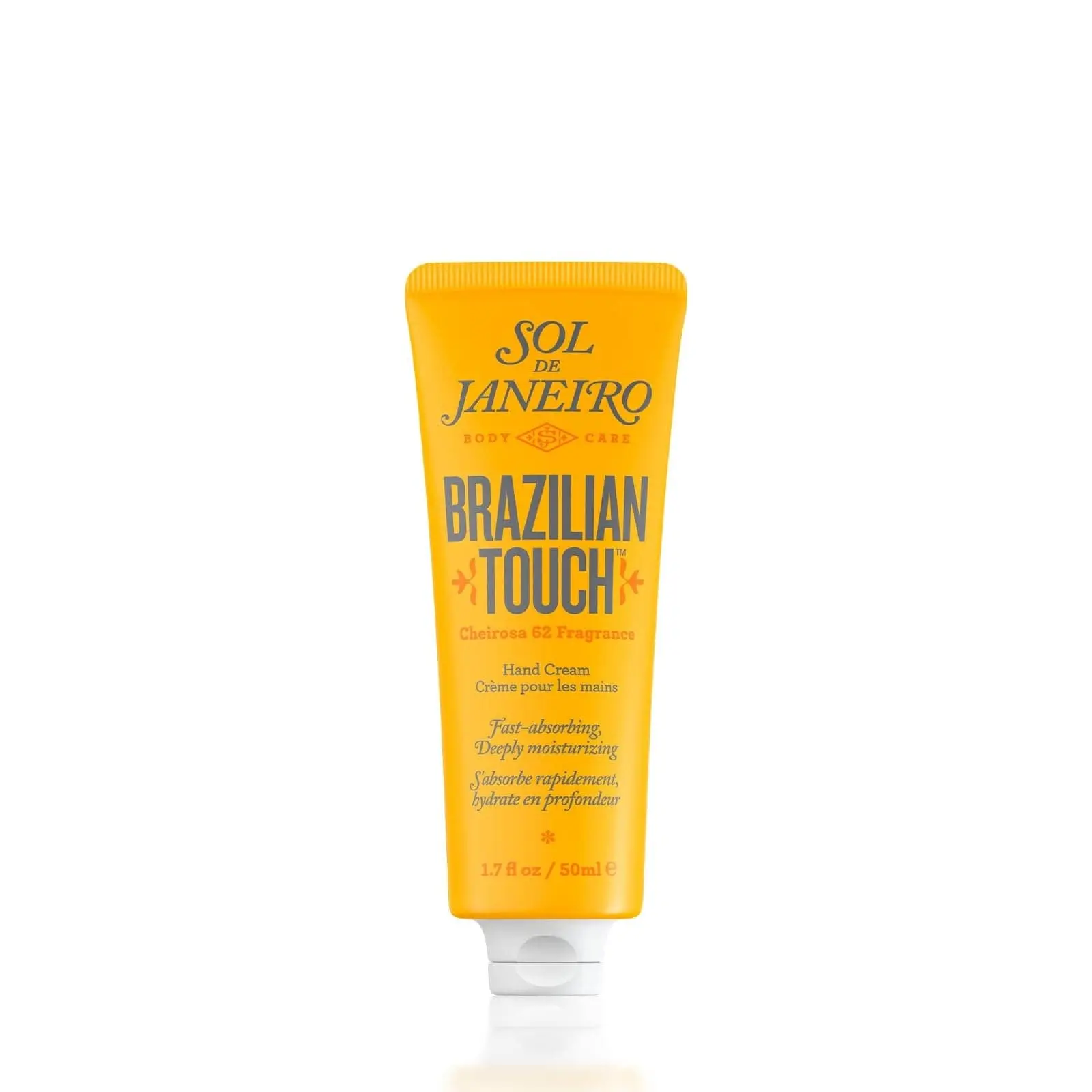 Sol de Janeiro Brazilian Touch Hydrating Hand Cream Tube - Fast Absorbent Moisturizer with Coconut Oil, Caramel, Brazil Nut, Cheirosa '62 Scent, Natural Butters, Bixa Orellana Seed Extract, Daucus Carota Sativa Seed Oil for Daily Dry Hand Care, Dry Hands