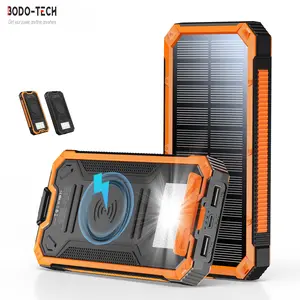 Bodo-Tech 20000mAh Portable Wireless Power Bank with Solar Charger Dual USB-A Outputs & 1 USB-C Input External Battery Pack LED Flashlight for SmartPhone Chargeable