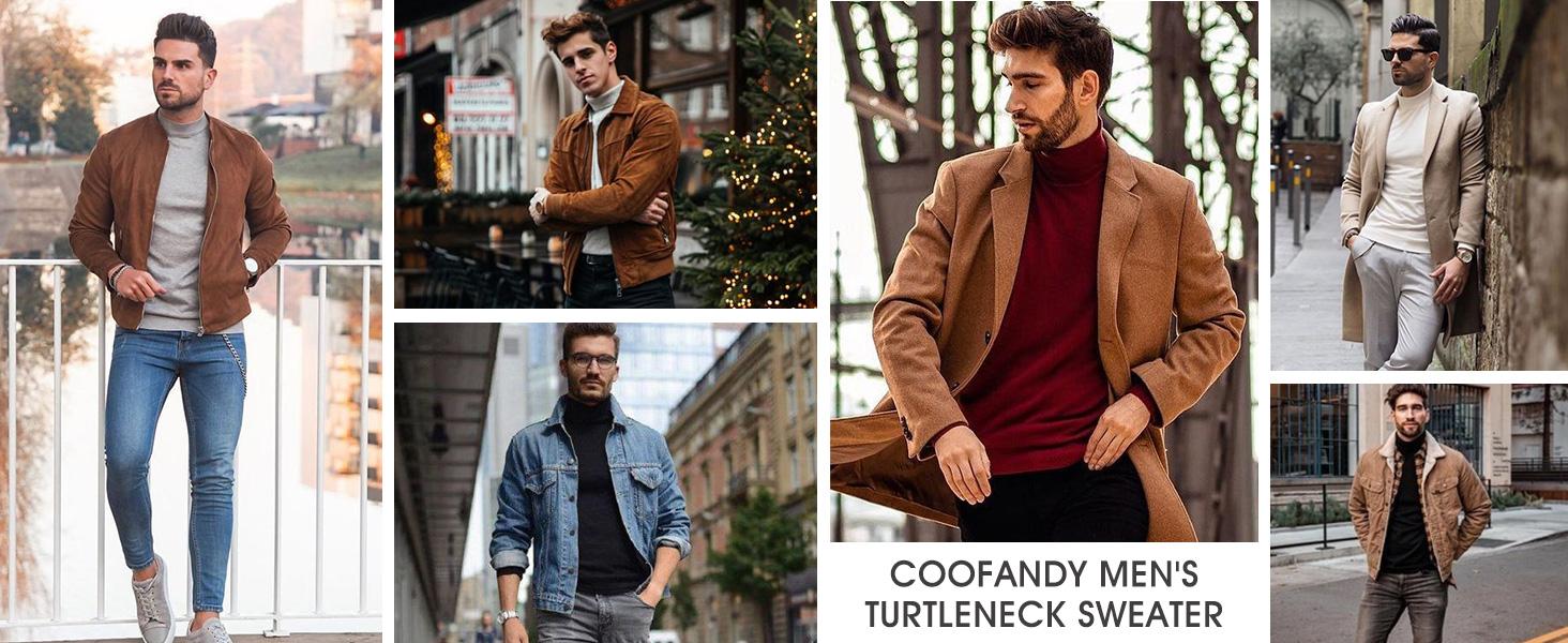 COOFANDY Men's Slim Fit Mock Turtleneck Pullover Sweater Casual Basic Knitted Thermal Sweaters Fashion Long Sleeve