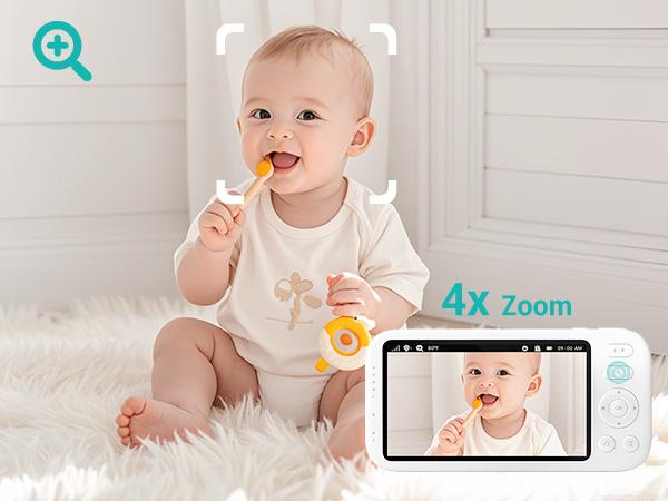 Jartoo 2K 5.5" Video Baby Monitor with Camera and Audio,AI Cry Detect 1860ft Long Range Baby Monitor No WiFi Baby Camera Wireless,Clear Night Vision,ANC, 2-Way Talk,White Noise,6000mAh