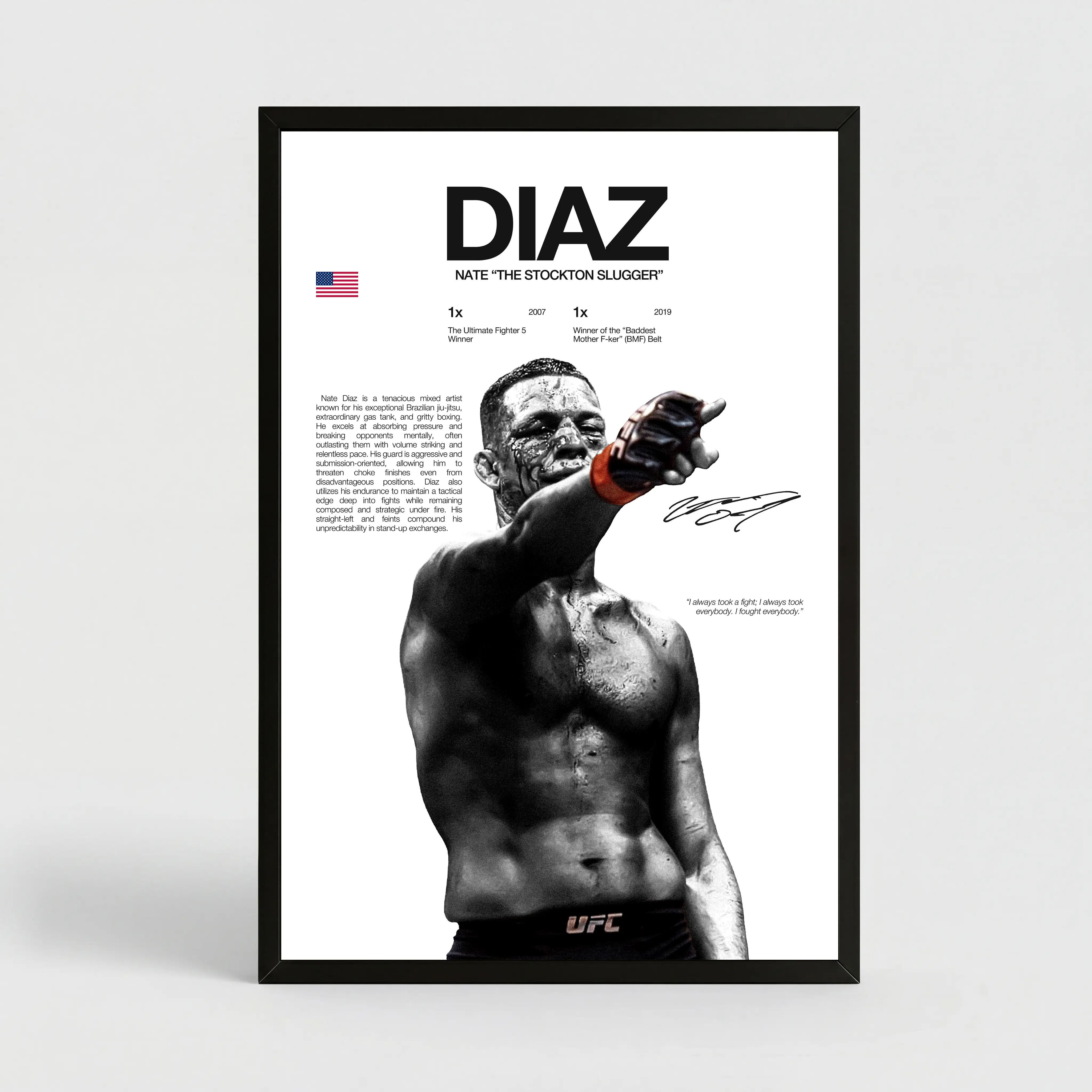 Nate Diaz UFC Fighter Art Print - Magical Brightening Creative Graphic Poster, Multiple Home Wall Decor Art, Gym Decoration, Fight Fan Gift