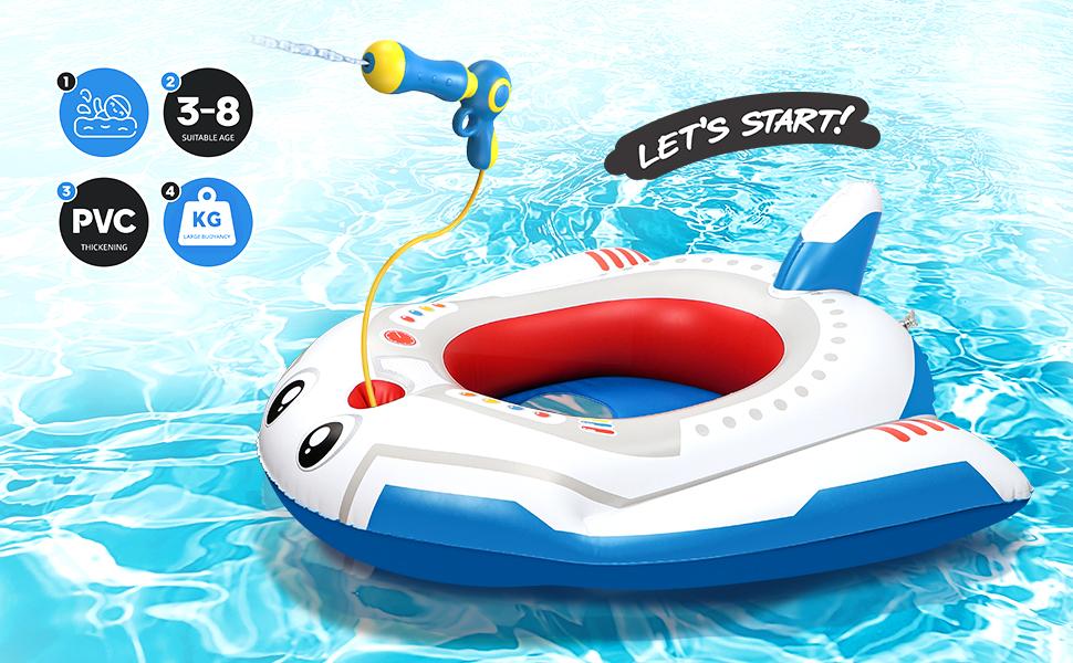 Kids' Inflatable Pool Float, Toddler Ride-On Airplane Cruiser, Summer Foldable Lounger, Mini Pool Toy for 3-8 Years Babies