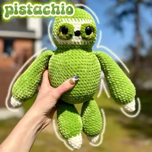 Pistachio – One-of-a-Kind Crochet Sloth Plush Creature