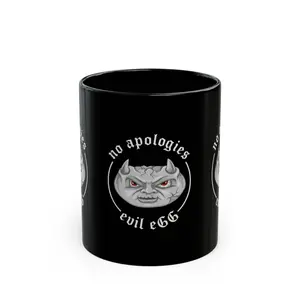 No Apologies Evil Egg Mug | Black Ceramic Coffee Cup