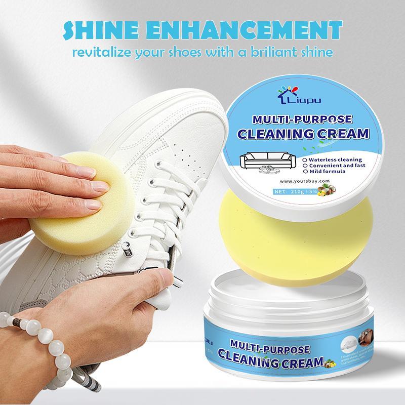 White Shoe Paste Cleaning Kit - Sneaker Stain Remover Paste - No-Rinse Formula with Sponge - Footwear, Comfort   maintainance Home CaNo-rinse cleaningre Multifunctional cleaning
