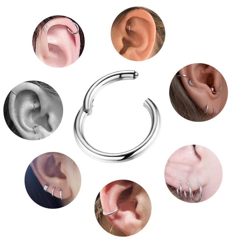 Oufer 16G Hinged Segment Septum Ring Cartilage Helix Earring-316L Stainless Steel Nose Piercing Jewelry Body Jewelry