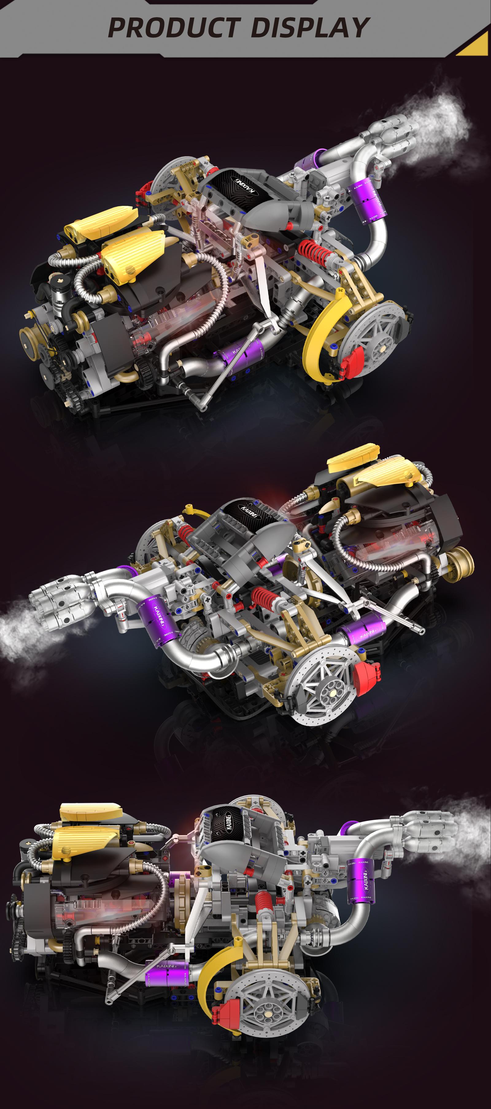 【1390 PCS】Pagani-Style Motorized V12 Engine Model Building Kit, with ...