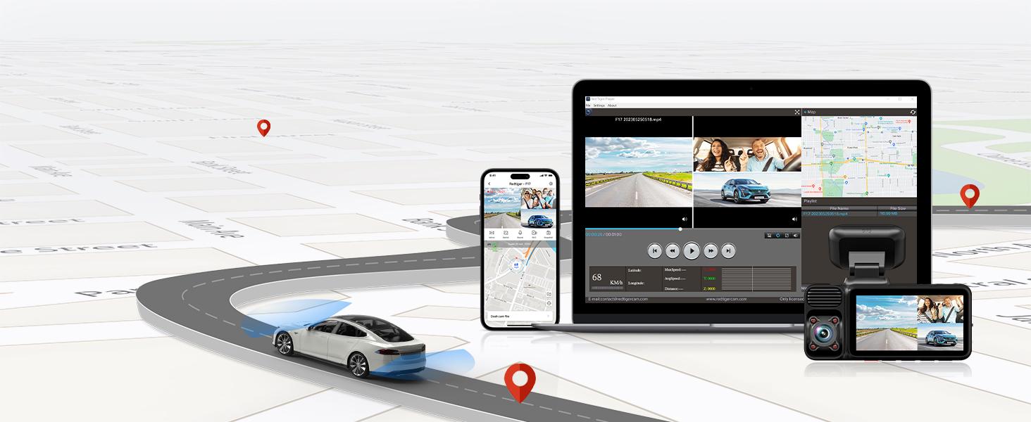 REDTIGER F17 4K 3-Channel Dash Cam with 5GHz WiFi GPS, 64GB Card, 2160P+1080P+1080P Cameras, IR Night Vision, Parking Mode, Fathers Day Gift