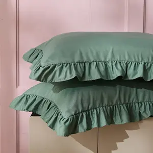 Bedsure Ruffle Pillow Cases 2 Pack, Soft Pillow Shams , Double Brushed Microfiber Ruffled Pillow Covers with Envelope Closure