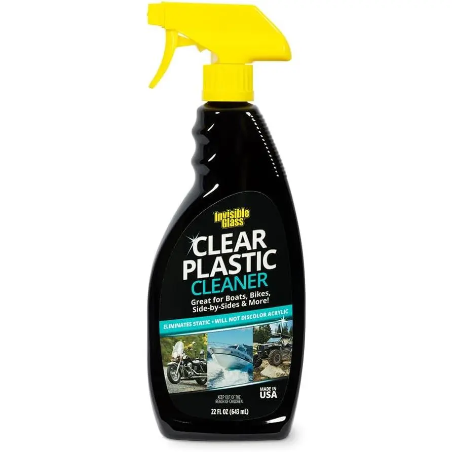 92084 Clear Plastic Cleaner for Cars, Motorcycles, RVs, Boats, Helmet Visors, Golf Carts, Acrylic and Vinyl Windows, Streak-Free, Haze-Free, Removes Static, 22 Fl Oz, Pack of 1