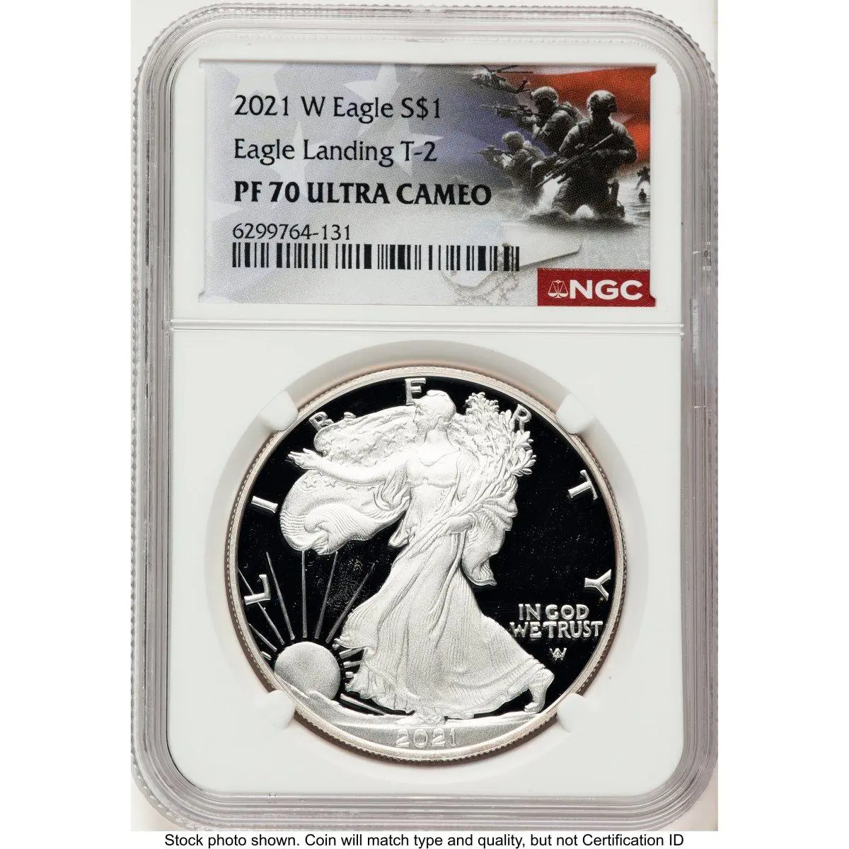 Modern Bullion Coins (2021-W TY2 Proof Silver Eagle 1 oz Military Flag)
