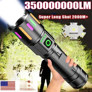 350000000 LM Super Bright LED Flashlight Rechargeable LED Work Light