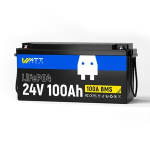 Wattcycle 24V 100Ah LiFePO4 Battery with 100A BMS, 2560Wh High Energy Density, Low-Temperature Protection, Ideal for RVs & Off-Grid Systems -Batería de litio de 24 V， Solar Generator, Portable Power Station for Home Backup Power，Scalable power output summ