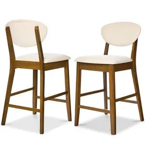 Best Choice Products 2-Piece Mid-Century Modern Wood and Upholstered Counter Height Bar Stool Set