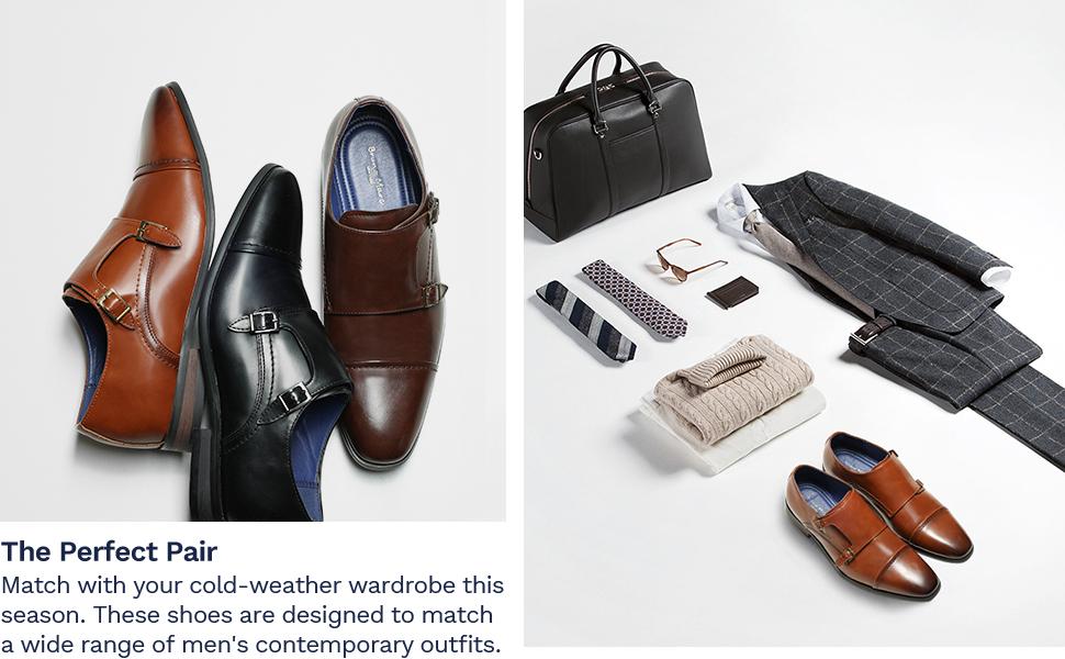 Bruno Marc [HUTCHINGSON_2] Men's Sleek Modern Monk Strap Oxfords Walking Shoes Footwear