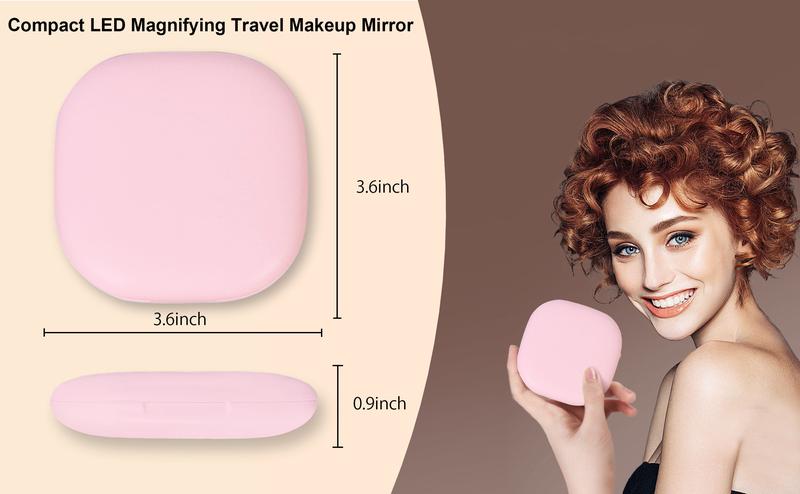 Mini makeup mirror LED Compact Makeup Mirror, 4 Inches 1X/10X Magnification Travel Mirror with Light Dimmable Double Sides Lighted USB Rechargeable Compact Mirror, Travel Essentials Magnifying,Makeup essentials, gift essentials, beauty blogger favorites