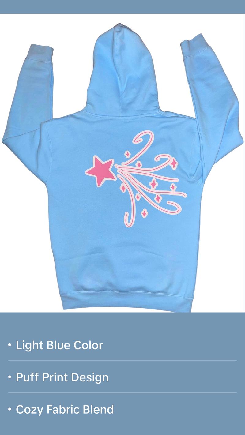Light Blue Puff Print Dreaming Hoodie