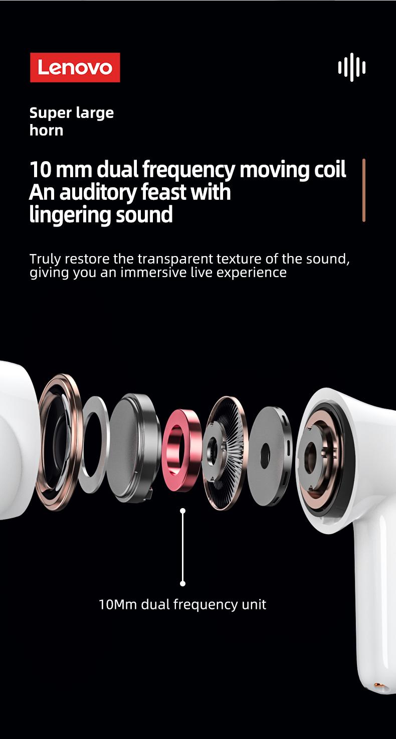 Lenovo LP1S In-Ear Wireless Bluetooth 5.0 Headphones with Stable & Fast Connection, Hi-Fi Sound Quality, Lightweight Sport Design, IPX4 Waterproof Audio Headsets for Music & Phone Calls