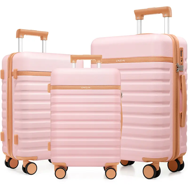 UKEIN 3-Piece Durable Hardside Luggage Set - Anti-Shock, Modern, TSA-Friendly, High-Capacity Lock Spinner Suitcases, Lightweight Carry-On & Checked Travel Bags for Summer Outdoor Fun, Anti-Shock Luggage Sets, Modern Luggage Sets