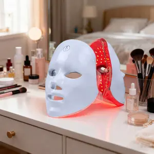 7-Color LED Red Light Therapy Facial Beauty Machine, Photon Skin Rejuvenation Mask with Rechargeable Battery, Improves Skin Tone, Ideal for Home & Office Daily Skincare, Perfect Gift for Women