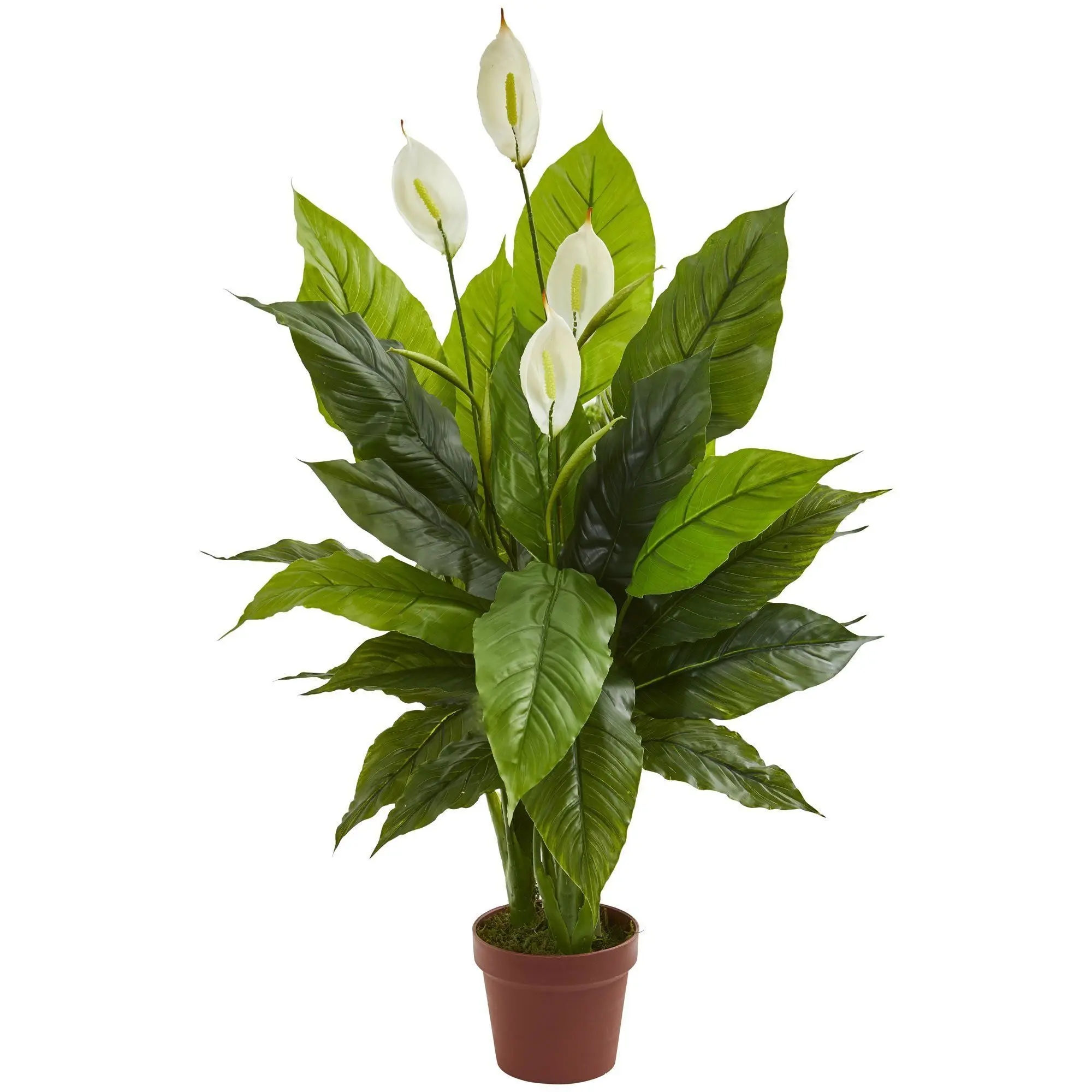 42 In Soft Synthetic Real-Touch Spathiphyllum Artificial Indoor Plant with Pure White Floral Blossoms, Natural Look Living Room Decor, Botanical Home Accent