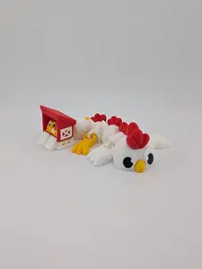 Chicken Mini Flexi Dragon 5 7" Fully Articulated 3D Printed PLA Plastic with Cozy Chicken Coop Tail Charm Perfect Desk Buddy Gift or Collector Piece