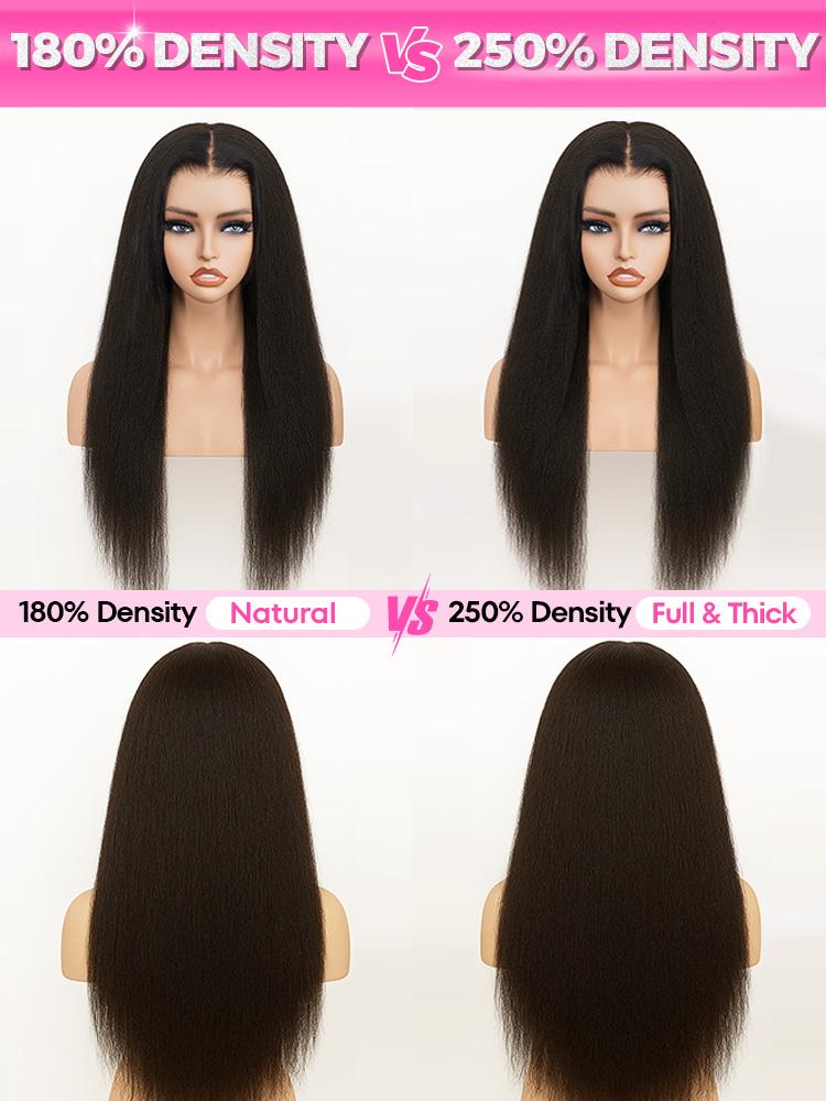 CurlyMe Invisible Hairline Wear Go Wig Kinky Straight Curly Hair Half Wig With Draw-string Glueless Human Hair Wigs - Natrual Black