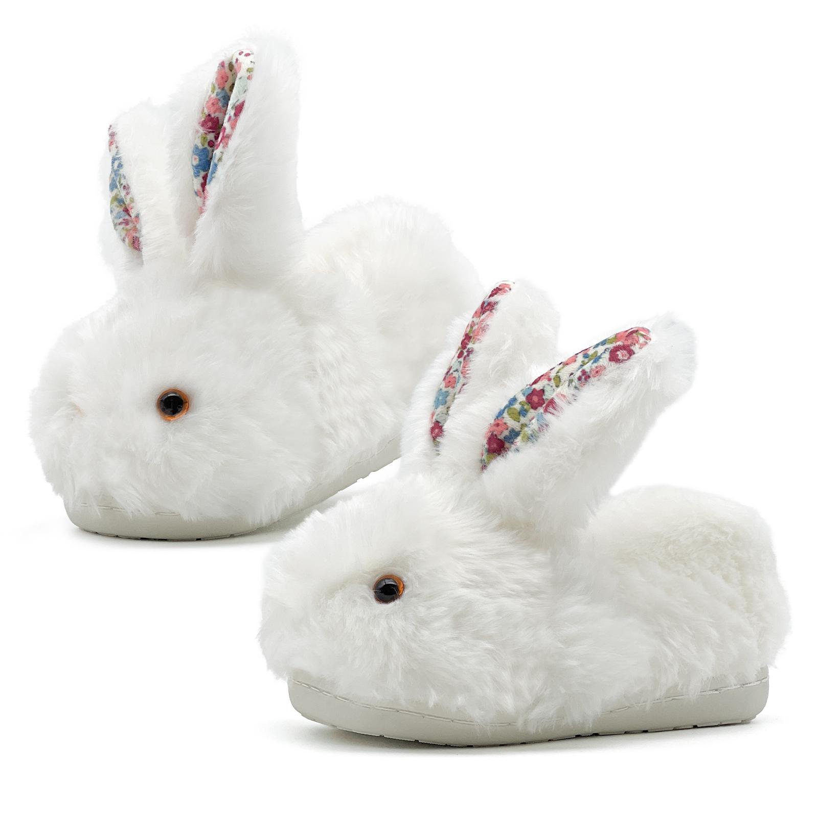 Lumubby Toddler Bunny Slippers for Girls and Boys Soft Plush Non-Slip Warm Winter Indoor Shoes with 3D Eyes and Ears Adorable Design