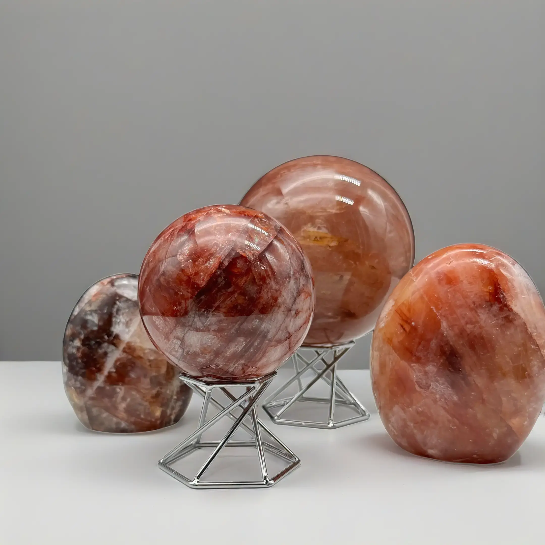 7) Fire Quartz Crystals - Natural Stones, Intuitively Chosen | Crescent Cast