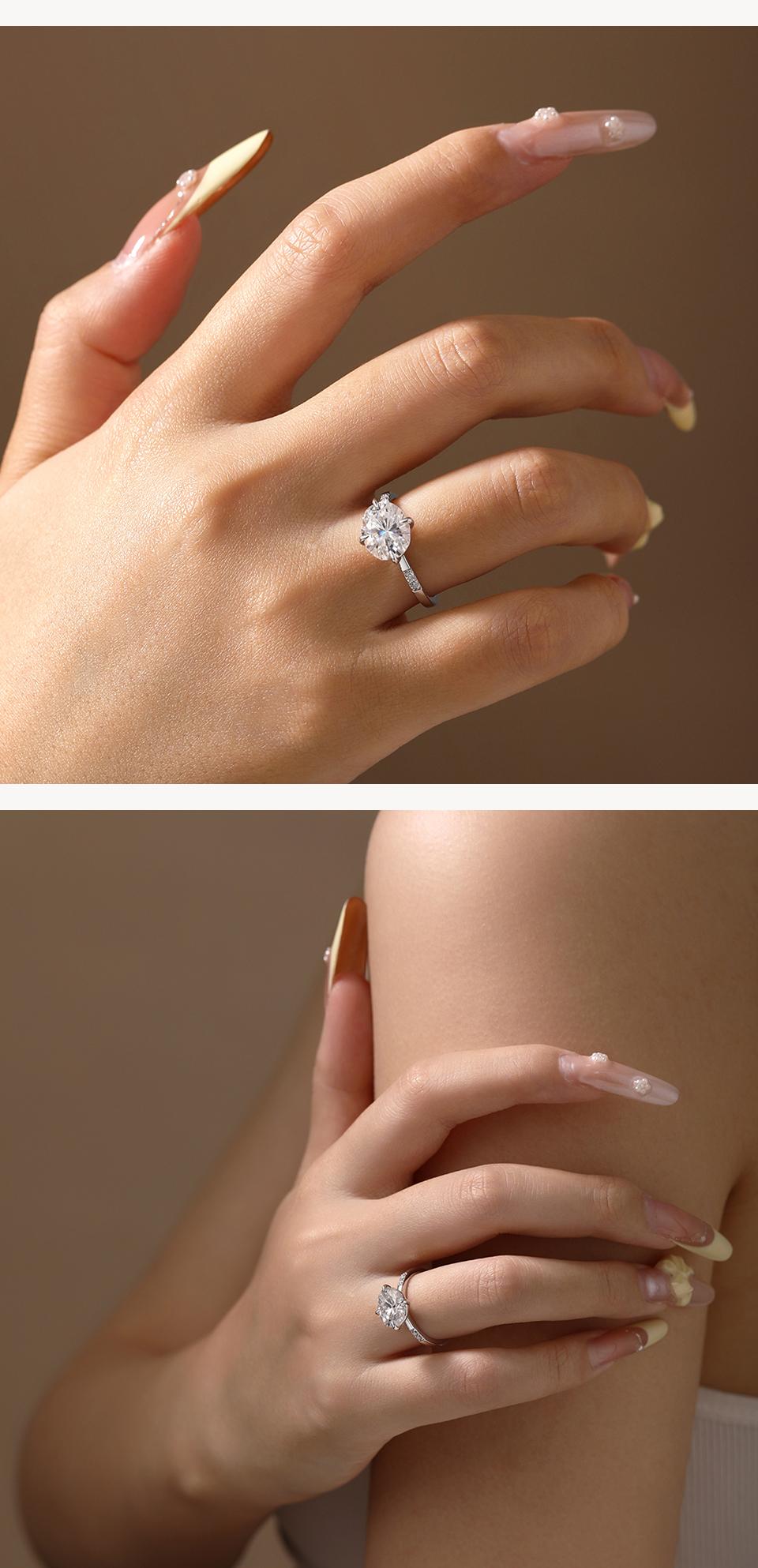 ATTAGEMS D VVS1 Color Oval Cut 3CT Synthetic Moissanite Ring for Women 925 Sterling Silver Classic Engagement Wedding Anniversary Fine Jewelry Gift R288 SpringStatements