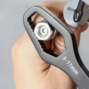 Universal Dual-Head Adjustable Wrench, 3-17mm Self-Tightening Tool | For Automotive, Plumbing, Home Repairs | Heavy-Duty Steel Nut & Bolt Wrench, Ideal for Mechanics, DIY & Professional Tool Kits