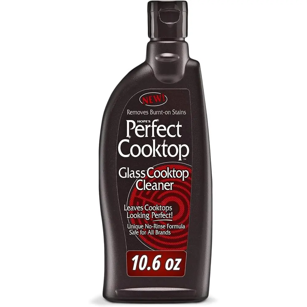 HOPE’S Perfect Cooktop Cleaner for Glass and Ceramic Surfaces, Fast-Acting, Removes Burnt-On Stains, No-Rinse Formula,  Grease Remover 10.6 Ounces