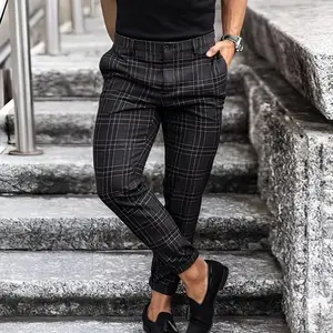 Men's Slim-Fit Plaid Trousers, Tailored for Comfort and Style �� Ideal for Office, Business, or Casual Wear, Perfectly Pairs with Shirts, Tees, or Blazers