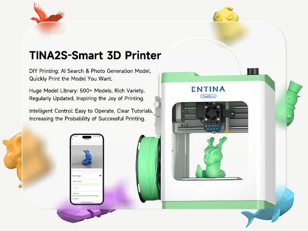 Mini 3D Printer for Kids and Beginners,Huge Toy Library,Tina2S 3D Printer with WiFi Cloud Printing, Fully Assembled and High Precision Printer with Smart Control and Heated Spring Steel Build Plate ,Wireless,Children's creative toys DIY Mini 3D Printer for Kids and Beginners,Huge Toy Library,Tina2S 3D Printer with WiFi Cloud Printing, Fully Assembled and High Precision Printer with Smart Control and Heated Spring Steel Build Plate ,Wireless,Children's creative toys DIY