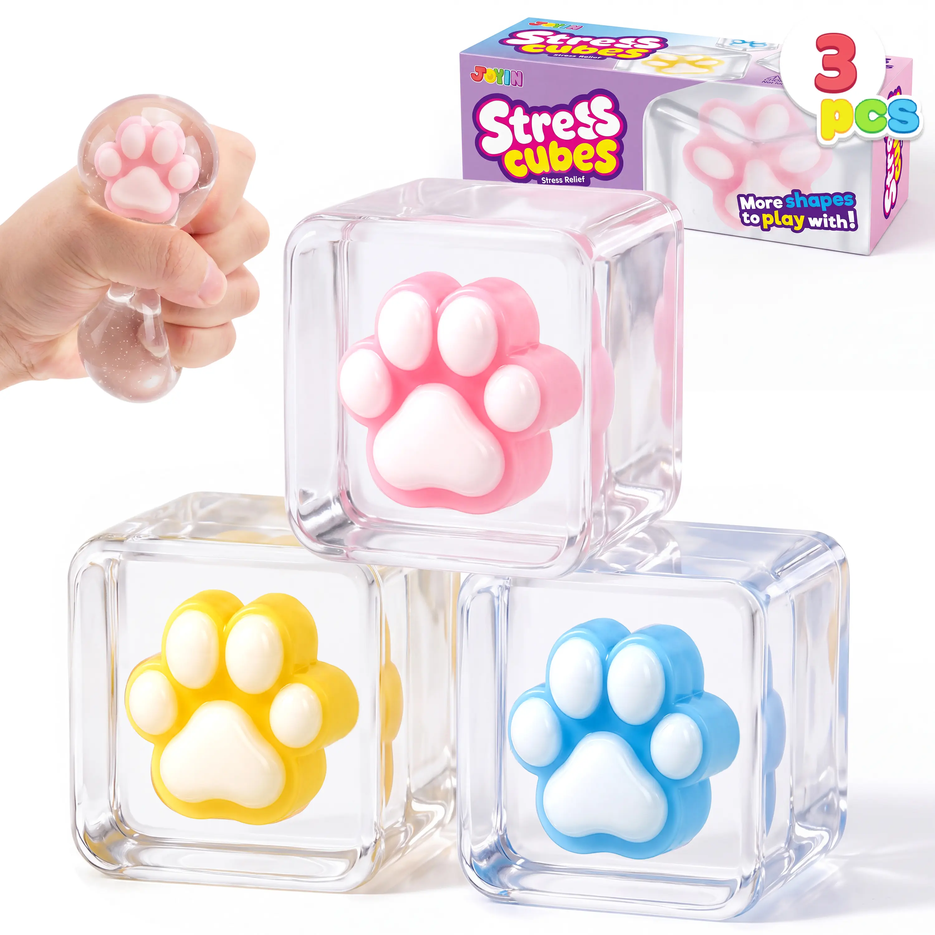 <Auction>JOYIN 3PCS Cat Paw Cube Stress Relief Toys <Auction>JOYIN 3PCS Cat Paw Cube Stress Relief Toys