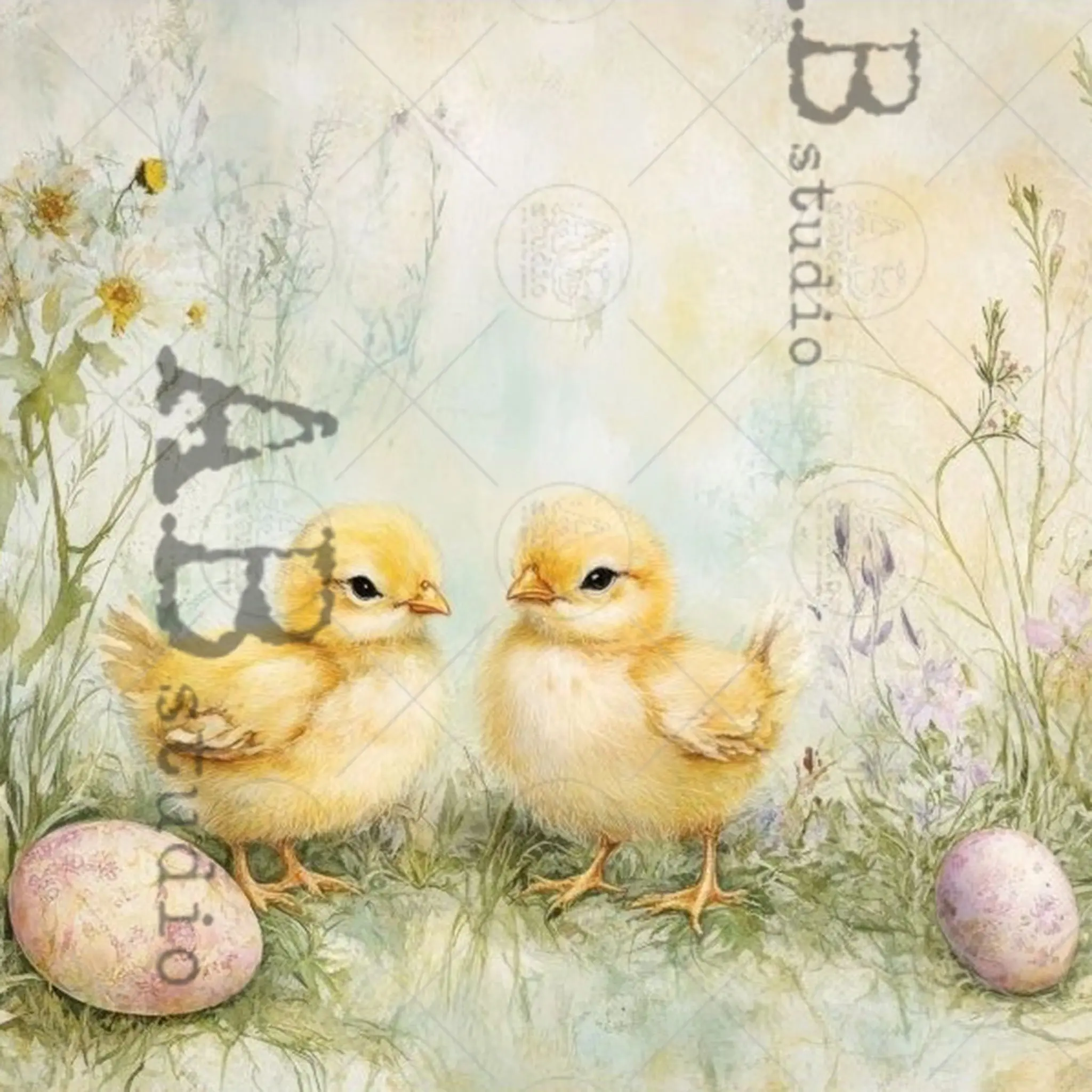 Carte Italiano - Pastel Easter Scene Decoupage Paper (A4 Size)