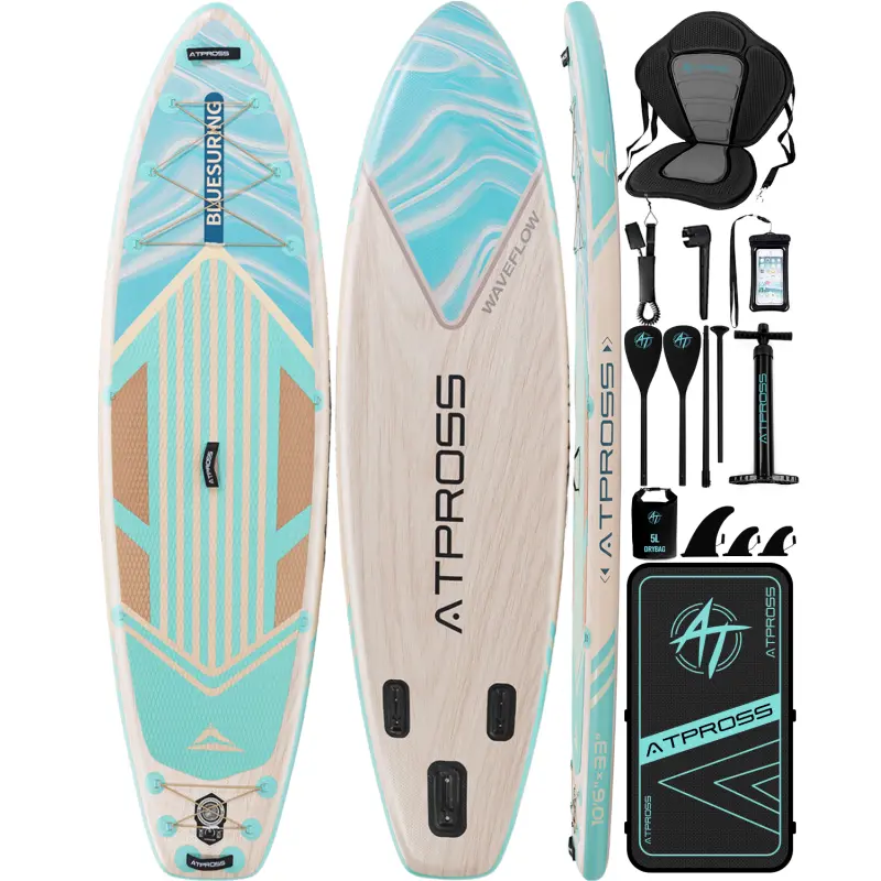 [DealsForYouDays] Inflatable Stand Up Paddle Board - 10'6''x33'' Modern Design Extra Wide SUP, 400lbs Capacity, Kayak Seat, Anti-Slip EVA Deck, Premium Accessories Kit for Yoga, Fishing, Inflatable Paddle Board