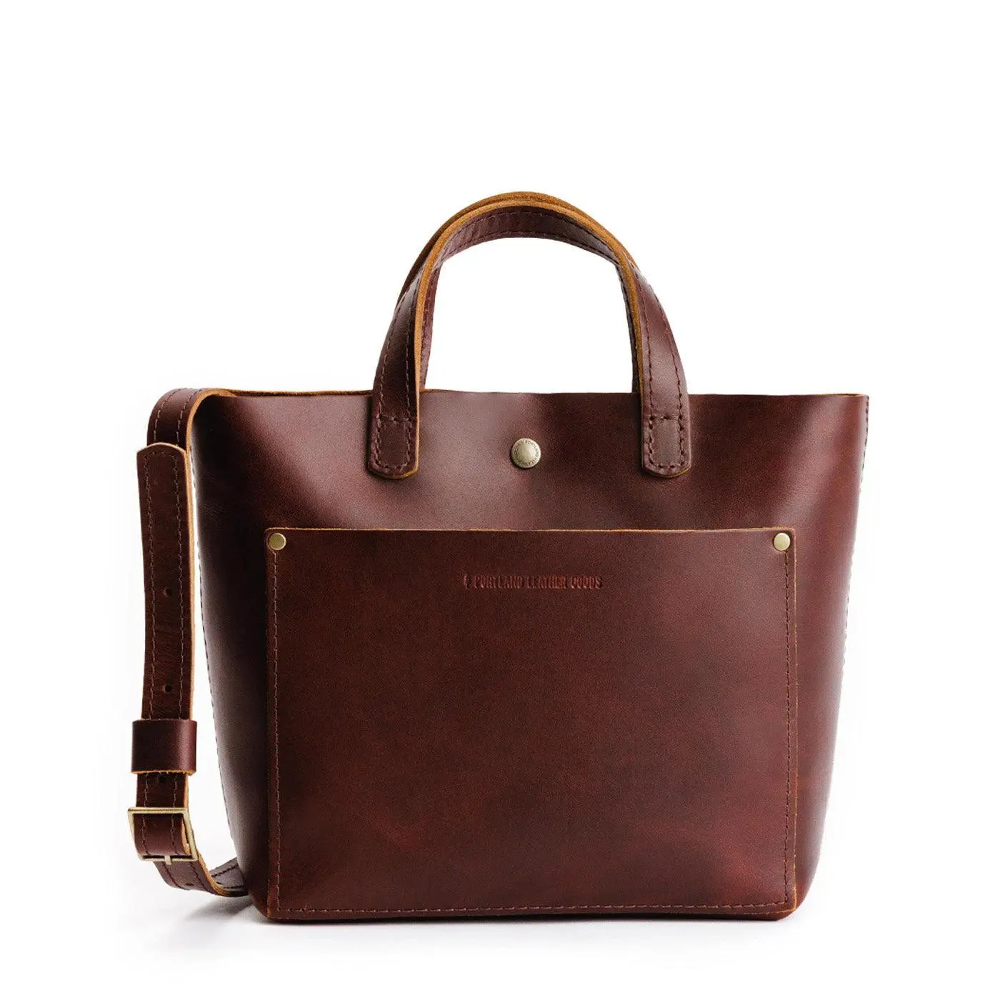 Portland Leather Mini Crossbody Tote - Compact Daily Carry - Leather Tote Crossbody, Adjustable Strap