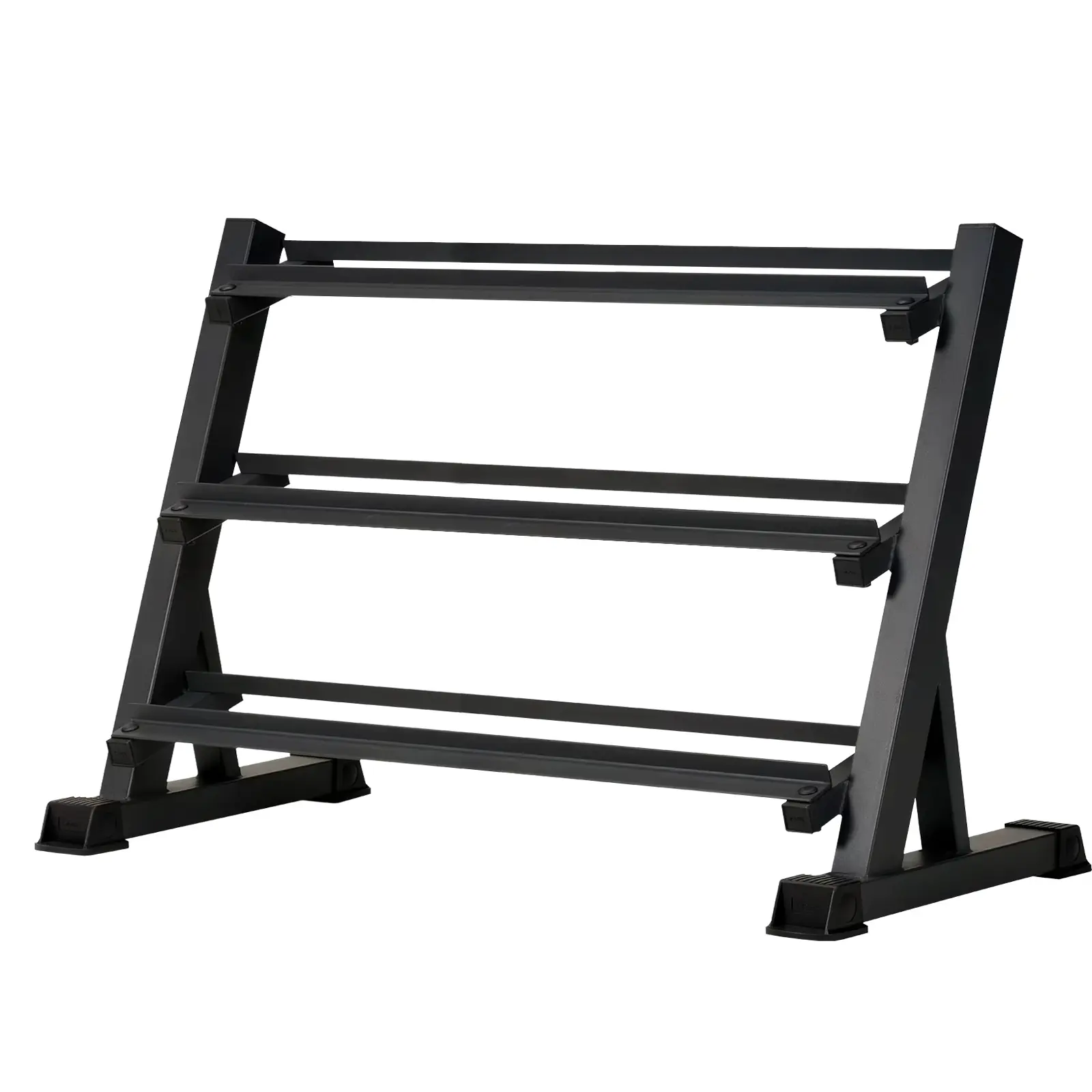 Commercial-Grade Steel Dumbbell Rack, 3-Tier Angled Weight Stand for Home Gyms, 1100 lb Capacity with Triangular Base and Shock-Absorbing Pads, Adjustable Capacity, Exceptional Stability, Shock-Absorbing Feet