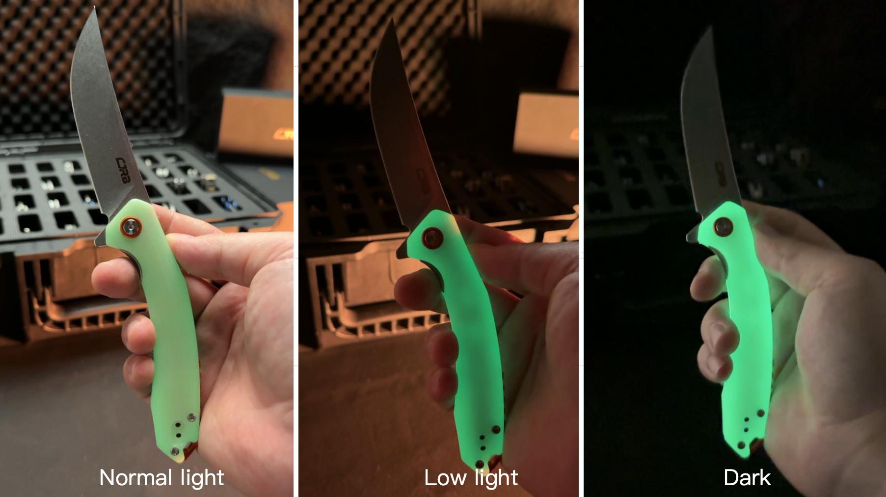 Cjrb Gobi Pocket Knife Glow In the Dark Version, AR-RPM9 Steel Blade G10 Handle, Stainless Steel Tool knife for Man, Camping and Emergency Survival Gear Cjrb Gobi Pocket Knife Glow In the Dark Version, AR-RPM9 Steel Blade G10 Handle, Stainless Steel Tool knife for Man, Camping and Emergency Survival Gear