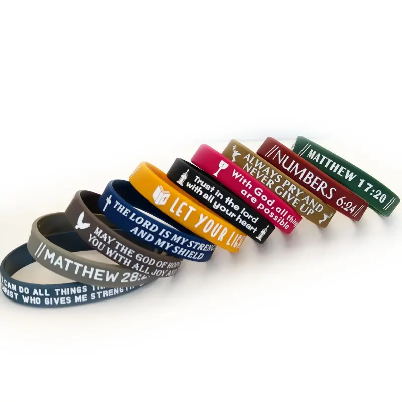 Christian Silicone Bracelets with Bible Verses, 10/20 Pcs Pack - Daily Religious Elastic Wristband for Men & Women, Faith Jewelry, Bracelets Jewelry, Elastic Bracelet