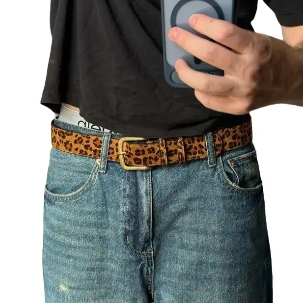 Cheetah Leopard Print Belt Y2K Fashion Accessory for Stylish Looks