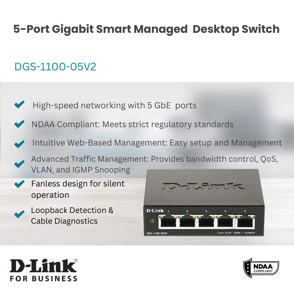 D-Link 5-Port Gigabit Smart Managed Switch (DGS-1100-05V2) Web Managed ...